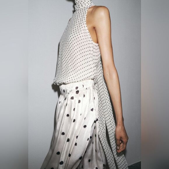 NWT ZARA ZW COLLECTION POLKA DOT HALTER TOP - Picture 7 of 14